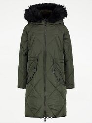 Нове зимове стьобане пальто George на хутрі р. 122-128