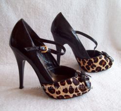 Туфлі шкіра хутро леопард, устілка 22,8 см.