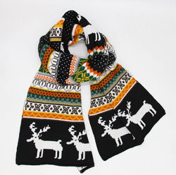 Женский новогодний шарф с оленями скандинавский вязаный купить в Киев