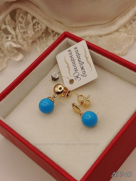 красивые серьги-гвоздики с жемчугом майорка, позолота 585 пробы