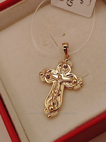 красивый крестик с распятием, позолота 585 пробы