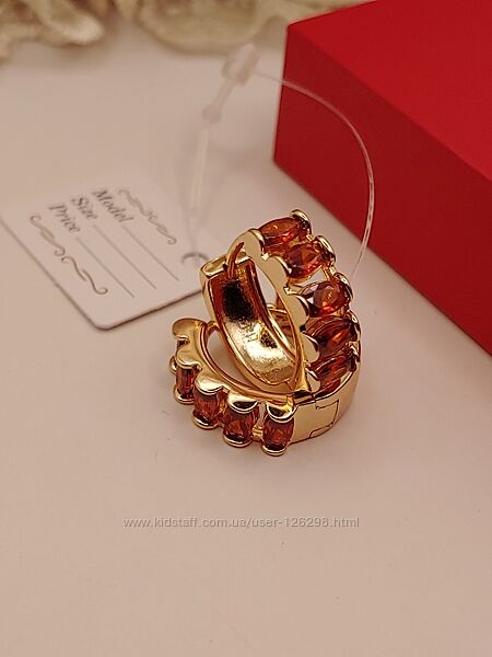 шикарные круглые серьги с красным алпанитом, позолота 585 пробы