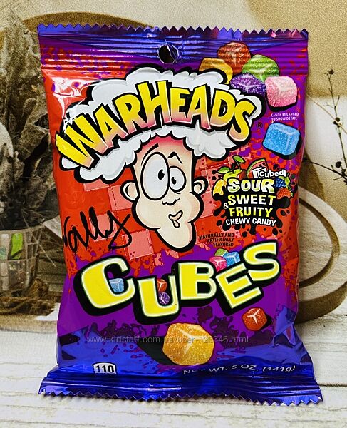 США Кисло-солодкі цукерки-кубики Warheads Sour Wildly Chewy Cubes
