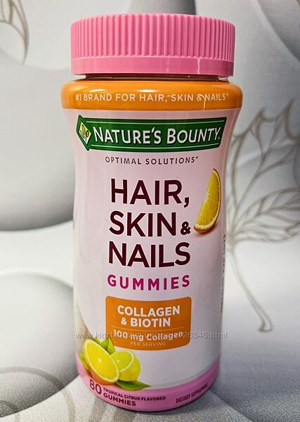 США Вітаміни волосся, шкіри, нігті з біотином, колагеном Nature&acutes Bounty
