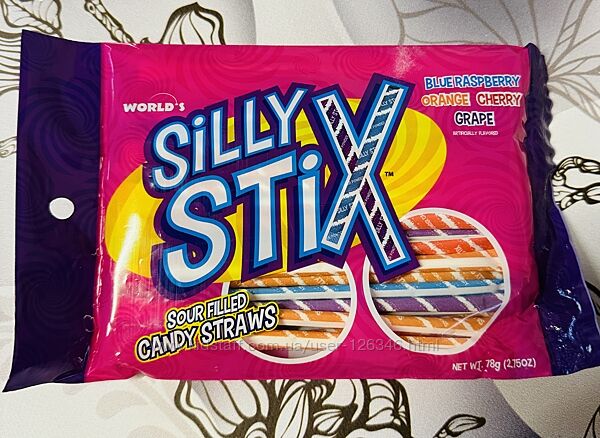 США Цукерки-порошок Silly Stix Sour Filled Candy Straws