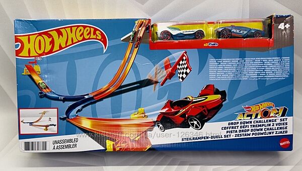 США Трек Хот Вілс Подвійний спуск Hot Wheels Drop Down Challenge Track Set
