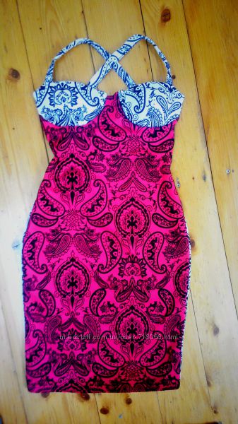 Сукня коктельна, на брителях, фуксія, ідеальна посадка