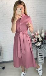 Довга котонова сукня на гудзиках норма і батал