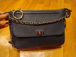 Синя шкіряна сумка