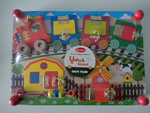 Деревянная игра Бизиборд Паровоз. В наличии.