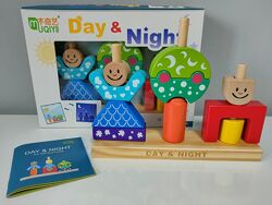 Деревяна пірамідка головоломка Day and Night День та Ніч.