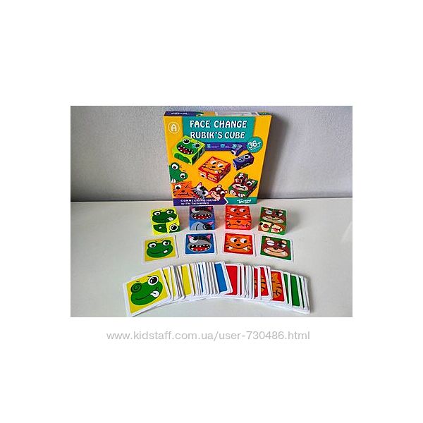 Деревянные Веселые кубики эмоции с карточками, животные. В наличии.