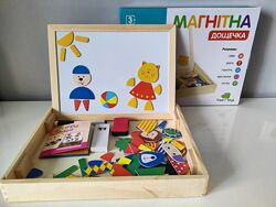 Деревянная двусторонняя доска магнитная и для мела. В наличии.