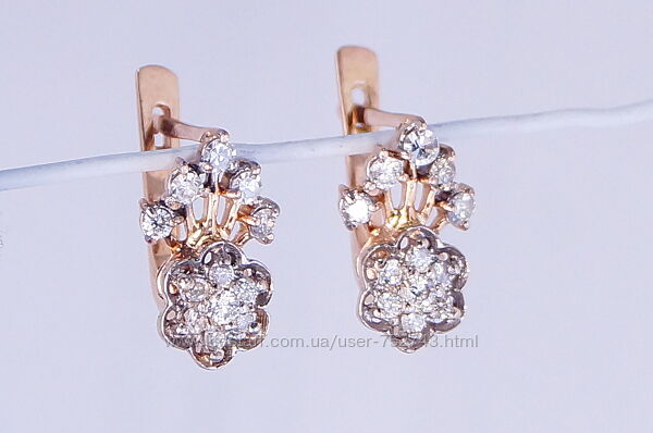 Золотые серьги 585пр с бриллиантами 0.28кт. 
