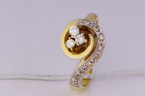 Золотое кольцо 585 с бриллиантами 0, 18карат