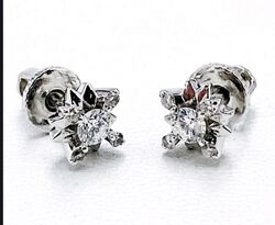 Золотые серьги пуссеты 585 пробы с бриллиантами 0.352кт