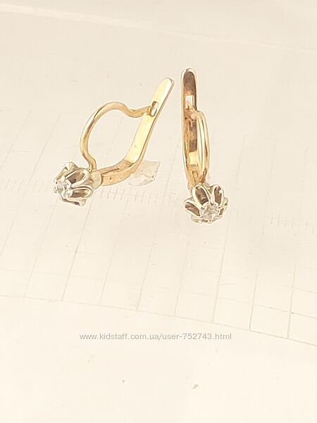 Золотые серьги 583пр с бриллиантами 0.2кт.