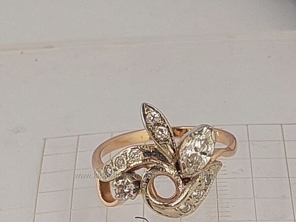 Золотое кольцо 585 пробы КЮЗ с бриллиантами 0.54кт