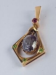 Золотой кулон 583 Голова александрит