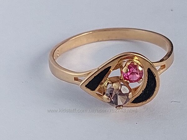 Золотое кольцо 583пр. с эмалями