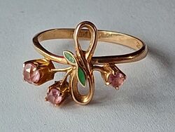 Золотое кольцо 583 пробы с эмалями