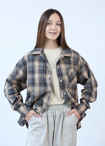 Сорочка картата для дівчат 80 бавовна, 20 поліестер