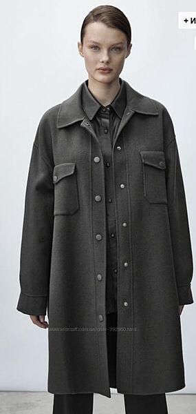 Шерстяная рубашка пальто оверсайз Massimo Dutti, оригинал