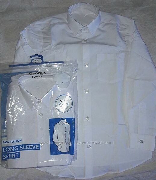 Сорочка George Англия для хлопчика, рубашка белая  Рост 116-183см 6-18лет