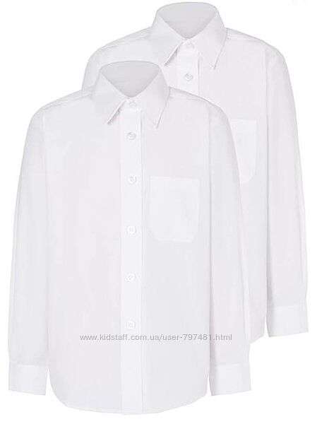Рубашки George, с длинным рукавом белые Slim, Regular 16,17,18лет