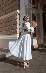 Топ весільне біле плаття, сукня на розпис, весiлля, загс, вiнчання