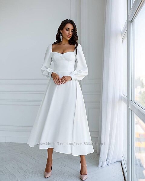 Весільне біле плаття, сукня на розпис, весiлля, загс, вiнчання
