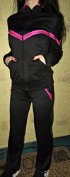 Женский спортивный костюм Adidas черный эластик.