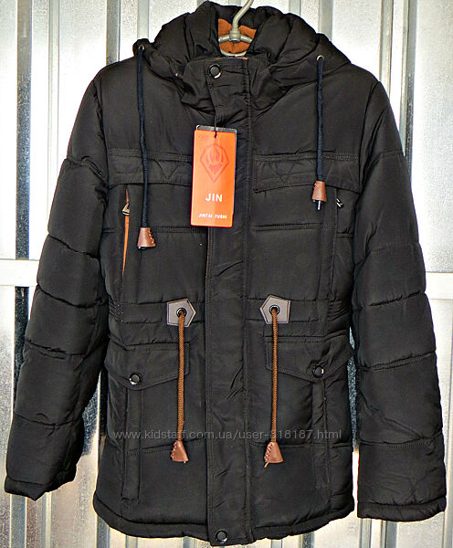Куртка зимняя парка подростковая черная прямая.