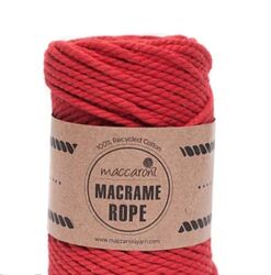 Maccaroni Macrame Rope 4 мм шнур для макраме красный
