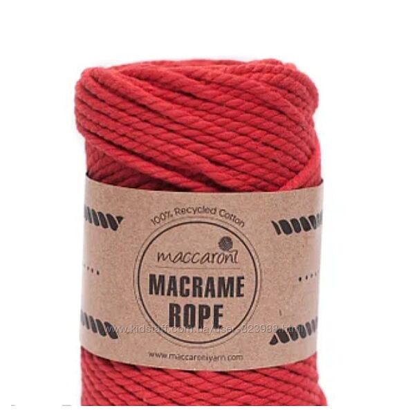 Maccaroni Macrame Rope 4 мм шнур для макраме красный