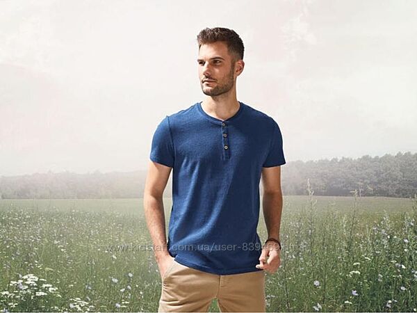 Чоловіча футболка з планкою Livergy натуральна тканина, S, M