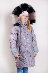 Куртка зимняя светоотражающая для девочек от 98 до 152 р, новинка, тренд