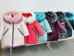 Пальто зимове для дівчаток від 104 до 122 р, тепле, якість, тренд