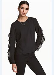 H&M, Потрясающая, женская, блуза, с воланами на рукавах