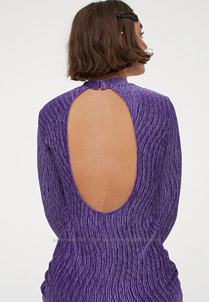 H&M, Эффектное, велюровое, эластичное, платье, с вырезом на спине
