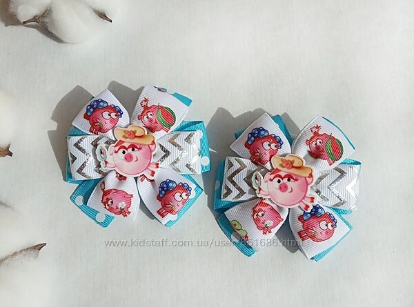 Бантики заколки резинки Смешарики банты в садик маленькие бантики