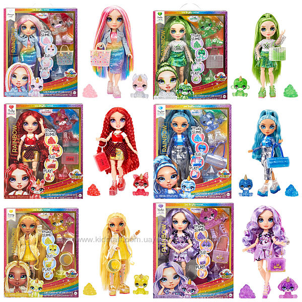 Ляльки Rainbow High зі слаймом та вихованцем. Оригінал. Нові