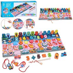 Деревянная игра сортер животные, транспорт, фрукты, магнитная рыбалка