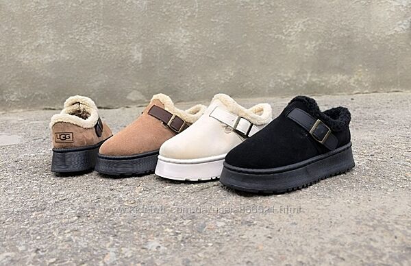 Угги мокасины короткие ботиночки экоЗАМША с мехом на высокой платформе 