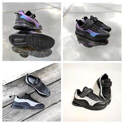 Кроссовки детские липучке черные с синим серебром экокожа взуття спорт 2023