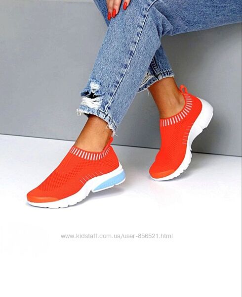 Кроссовки AERO Sport мокасины Коралловые оранж на белой подошве текстиль 