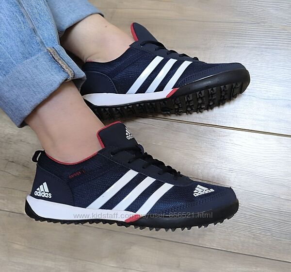 Кроссовки Adidas Daroga Dark BLUE / White сетка темно синие весна лето