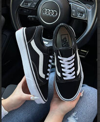 Кеды Черно-белые Ванс Vans Old Skool BLACK/ WHITE унисекс замша кроссовки