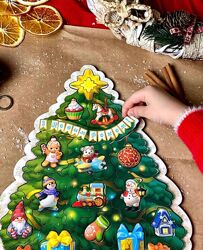 Деревяний пазл-вкладиш Новорічна ялинка