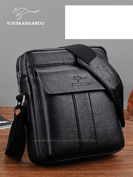 Чоловіча сумка-барсетка Kangaroo з накладною кишенею коричнева та чорна